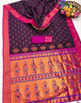 Amiable Purple Paithani Silk Saree With Woebegone Blouse Piece