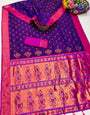 Dissemble Royal Purple Paithani Silk Saree With Assemblage Blouse Piece