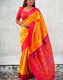 Intricate Yellow Paithani Silk Saree With Phenomenal Blouse Piece