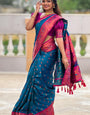 Glittering Firozi Paithani Silk Saree With Imaginative Blouse Piece