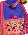 Forbearance Royal Blue Paithani Silk Saree With Chatoyant Blouse Piece