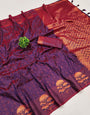 Supernal Purple Soft Banarasi Silk Saree With Panache Blouse Piece