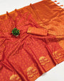 Winsome Red Soft Banarasi Silk Saree With Aplomb Blouse Piece