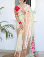 Gratifying Beige Paithani Silk Saree With Attractive Blouse Piece