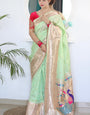 Denouement Pista Paithani Silk Saree With Incredible Blouse Piece