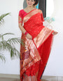 Fantabulous Red Paithani Silk Saree With Incomparable Blouse Piece