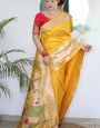 Pulsating Yellow Paithani Silk Saree With Resonant Blouse Piece