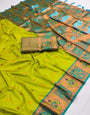 Whimsical Parrot Paithani Silk Saree With Resplendent Blouse Piece