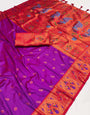 Imaginative Purple Paithani Silk Saree With Amiable Blouse Piece