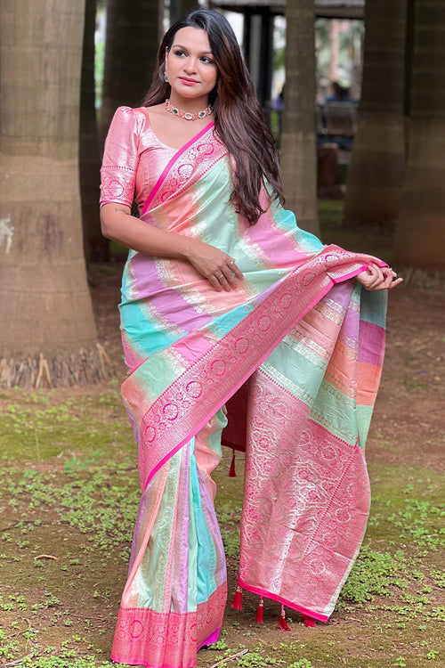 Load image into Gallery viewer, Fantabulous Multicolor Soft Banarasi Silk Saree With Sumptuous Blouse Piece
