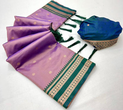 Opulent Baby Pink Soft Banarasi Silk Saree With Quintessential Blouse Piece