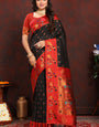 Ravishing Black Paithani Silk Saree With Intricate Blouse Piece