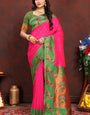 Arresting Dark Pink Paithani Silk Saree With Opulent Blouse Piece