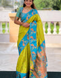 Opulent Parrot Paithani Silk Saree With Delightful Blouse Piece