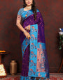 Flamboyant Purple Paithani Silk Saree With Jazzy Blouse Piece