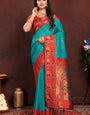 Sensational Sea Green Paithani Silk Saree With Amazing Blouse Piece