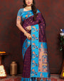 Extraordinary Wine Paithani Silk Saree With Gratifying Blouse Piece