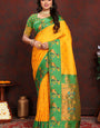 Desiring Yellow Paithani Silk Saree With Ravishing Blouse Piece