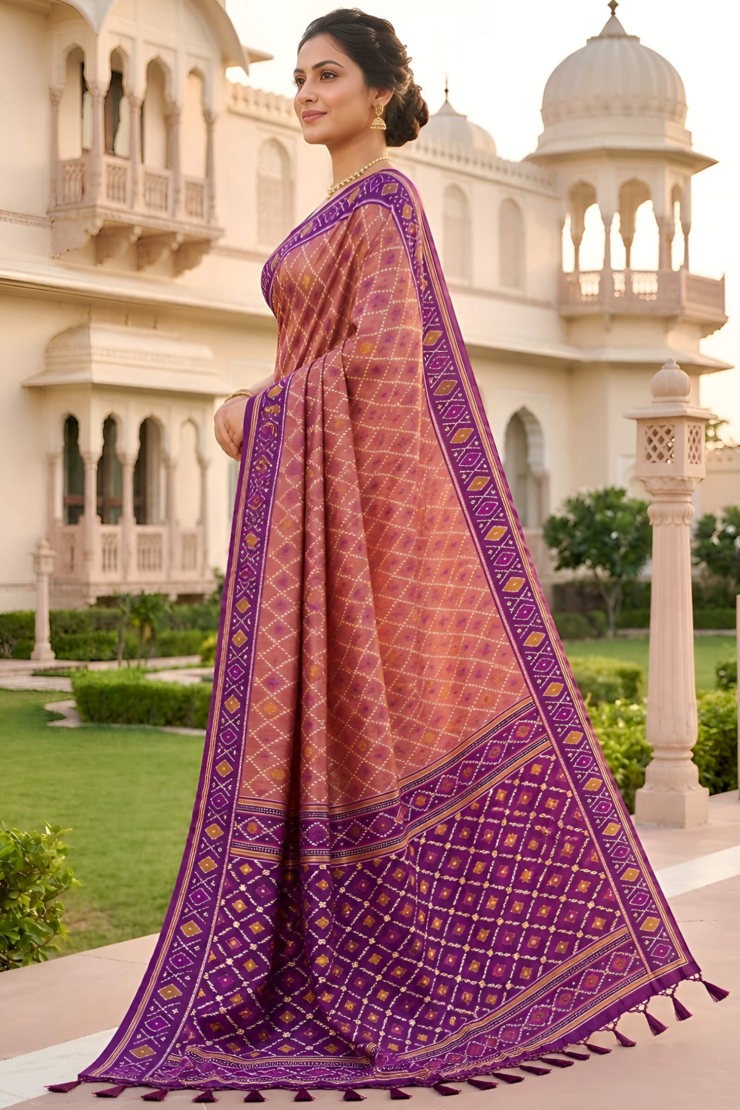 Sizzling Pink Patola Silk Saree with Vestigial Blouse Piece