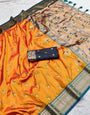 Unique Mustard Paithani Silk Saree With Girlish Blouse Piece