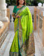 Appealing Parrot Paithani Silk Saree With Ravishing Blouse Piece