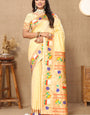 Wonderful Beige Paithani Silk Saree With Classy Blouse Piece