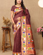 Beautiful Brown Paithani Silk Saree With Appealing Blouse Piece