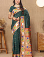 Ravishing Dark Green Paithani Silk Saree With Delightful Blouse Piece