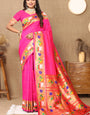 Elision Magenta Paithani Silk Saree With Lissome Blouse Piece