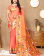 Transcendent Peach Paithani Silk Saree With Vivacious Blouse Piece