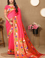 Winsome Pink Paithani Silk Saree With Piquant Blouse Piece