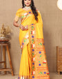 Denouement Yellow Paithani Silk Saree With Quintessential Blouse Piece