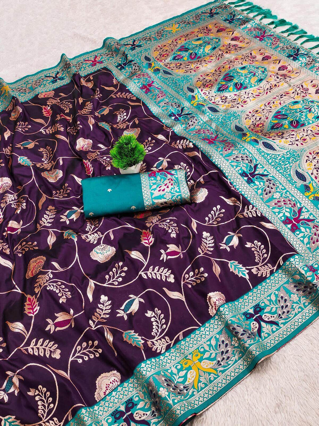 Unique Purple Paithani Silk Saree With Panache Blouse Piece