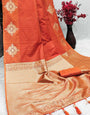 Inspiring Orange Soft Banarasi Silk Saree With Divine Blouse Piece