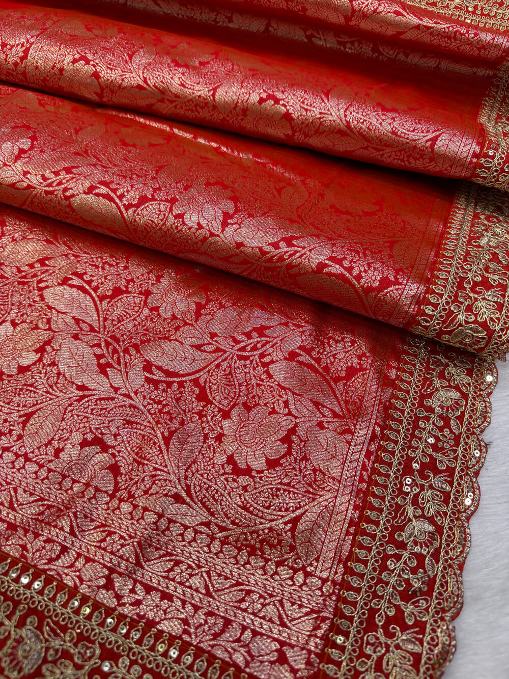 Desiring Red Embroidery Work Soft Silk Saree With Designer Blouse Piece