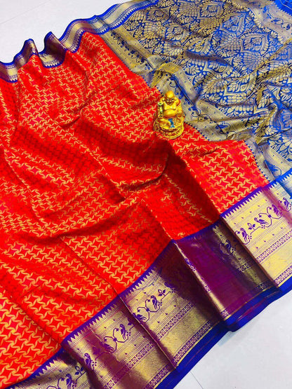 Sizzling Purple Soft Banarasi Silk Saree With Bewitching Blouse Piece