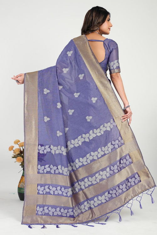 Load image into Gallery viewer, Ethnic Lavendor Silk Saree With Adorable Blouse Piece
