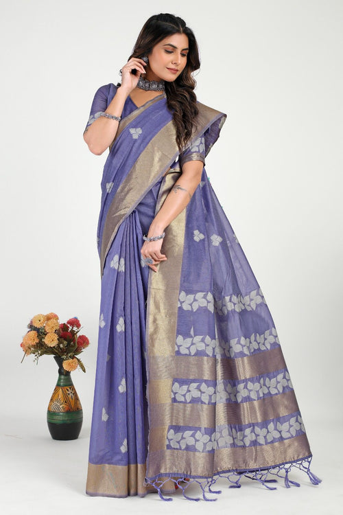 Load image into Gallery viewer, Ethnic Lavendor Silk Saree With Adorable Blouse Piece
