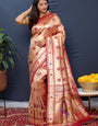 Surreptitious Dark Pink Paithani Silk Saree With Whimsical Blouse Piece