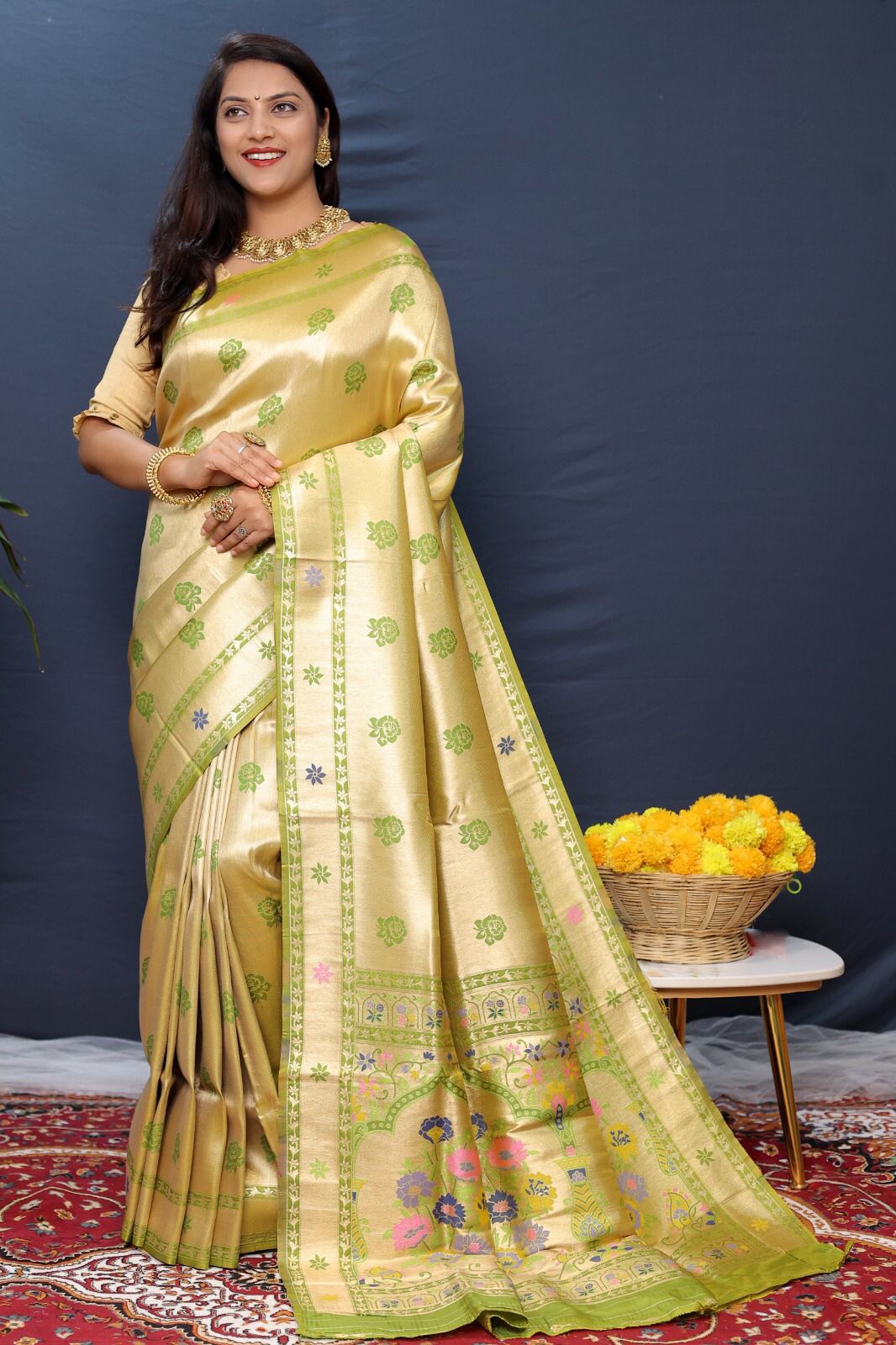 Palimpsest Green Paithani Silk Saree With Scintillating Blouse Piece