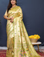 Palimpsest Green Paithani Silk Saree With Scintillating Blouse Piece