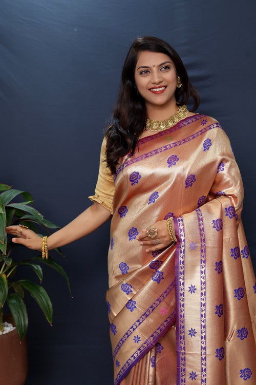 Load image into Gallery viewer, Brood Purple Paithani Silk Saree With Mellifluous Blouse Piece
