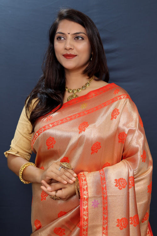 Load image into Gallery viewer, Ideal Red Paithani Silk Saree With Seraphic Blouse Piece
