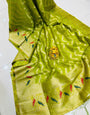 Serendipity Lemon Kanjivaram Silk Saree With Glittering Blouse Piece