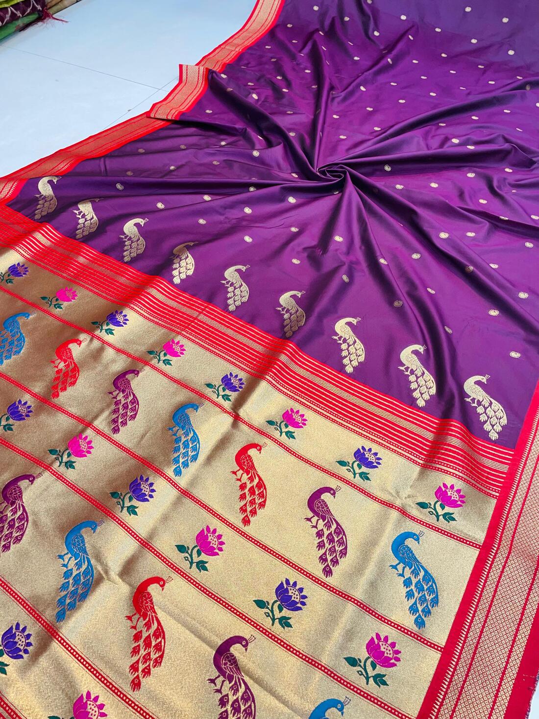 Admirable Purple Paithani Silk Saree With Cynosure Blouse Piece