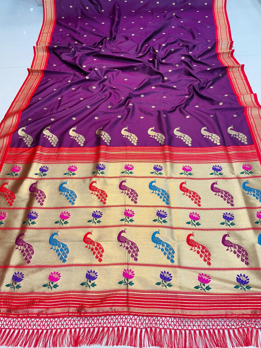 Admirable Purple Paithani Silk Saree With Cynosure Blouse Piece