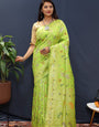 Moiety Parrot Soft Banarasi Silk Saree With Petrichor Blouse Piece