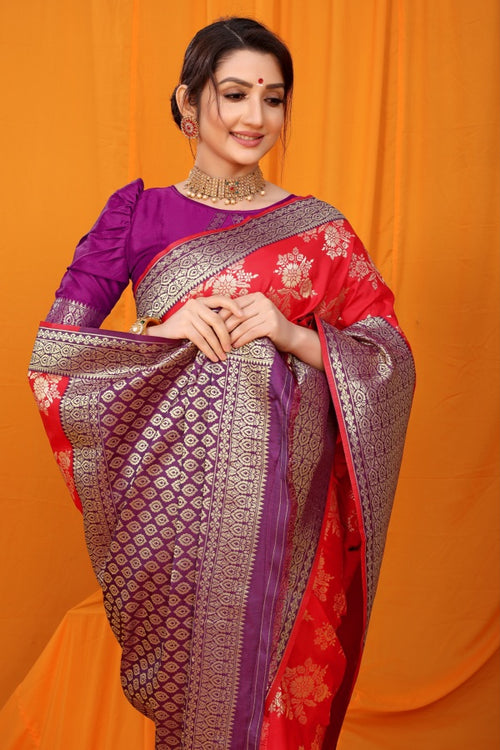 Load image into Gallery viewer, Fantabulous Red Kanjivaram Silk With Alluring Blouse Piece
