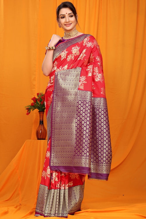 Load image into Gallery viewer, Fantabulous Red Kanjivaram Silk With Alluring Blouse Piece
