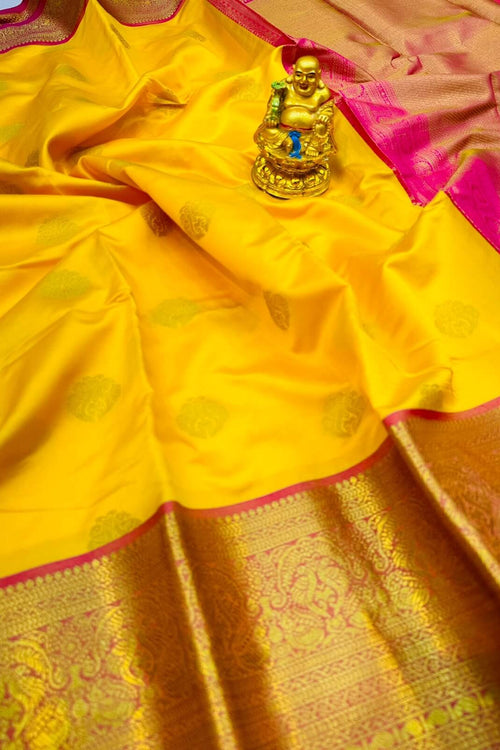 Load image into Gallery viewer, Exceptional Yellow Organza Silk Saree With Delightful Blouse Piece
